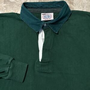 Vintage Halbro Rugby Shirt Mens Large 44 Green Long Sleeve Heavy Cotton USA Made
